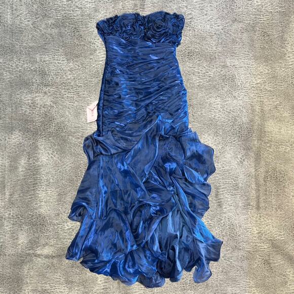 NWT Beautiful Poly Ethereal Ruffled Strapless Maxi Dress - Picture 1 of 8